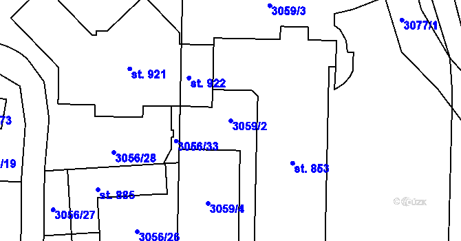 Parcela st. 3059/2 v KÚ Otín u Jindřichova Hradce, Katastrální mapa