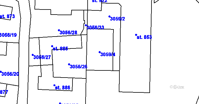 Parcela st. 3059/4 v KÚ Otín u Jindřichova Hradce, Katastrální mapa