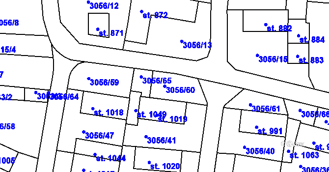 Parcela st. 3056/60 v KÚ Otín u Jindřichova Hradce, Katastrální mapa