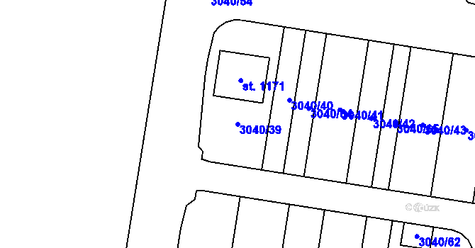 Parcela st. 3040/39 v KÚ Otín u Jindřichova Hradce, Katastrální mapa