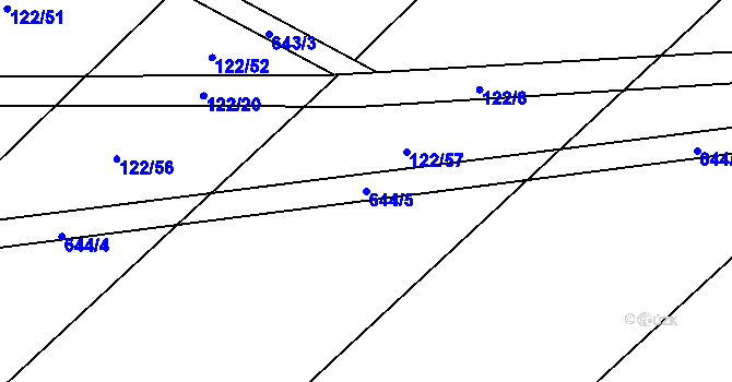 Parcela st. 644/5 v KÚ Otín u Stonařova, Katastrální mapa