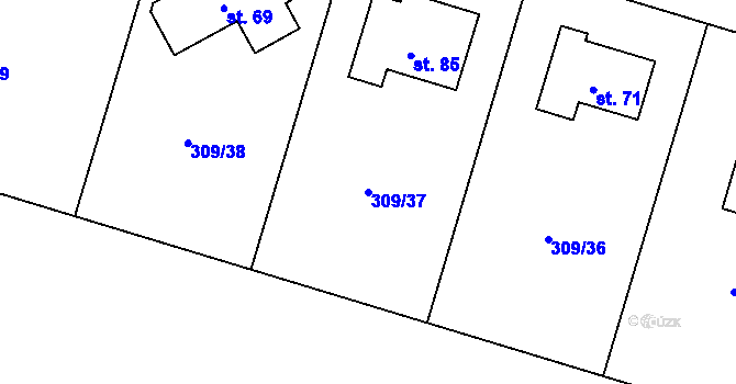 Parcela st. 309/37 v KÚ Otín u Měřína, Katastrální mapa