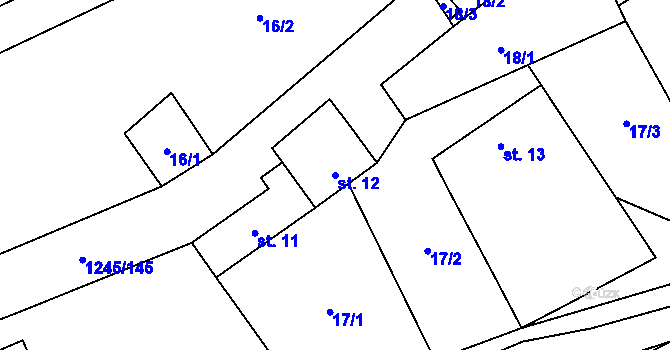 Parcela st. 12 v KÚ Otinoves, Katastrální mapa