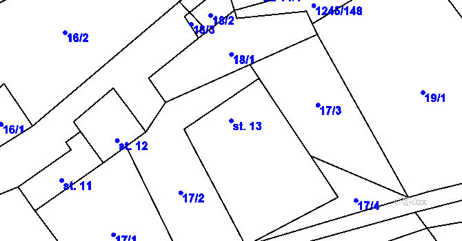 Parcela st. 13 v KÚ Otinoves, Katastrální mapa