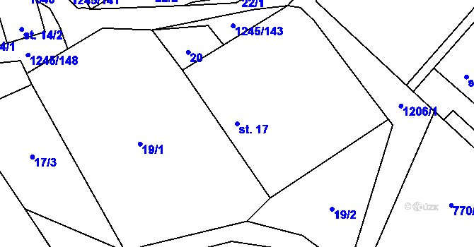 Parcela st. 17 v KÚ Otinoves, Katastrální mapa