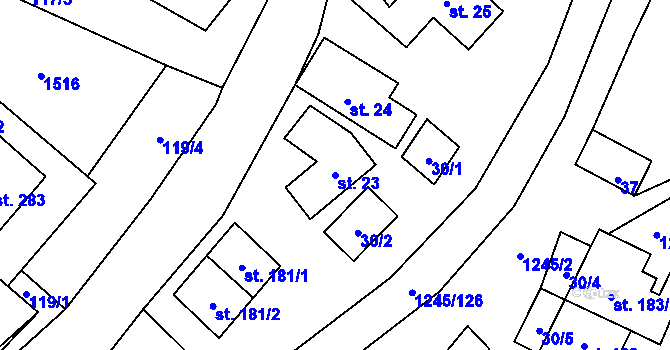 Parcela st. 23 v KÚ Otinoves, Katastrální mapa