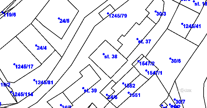 Parcela st. 38 v KÚ Otinoves, Katastrální mapa