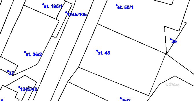 Parcela st. 48 v KÚ Otinoves, Katastrální mapa