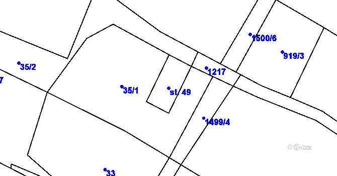 Parcela st. 49 v KÚ Otinoves, Katastrální mapa