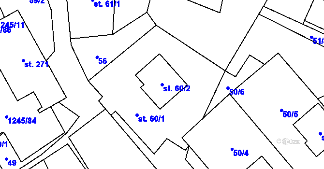 Parcela st. 60/2 v KÚ Otinoves, Katastrální mapa