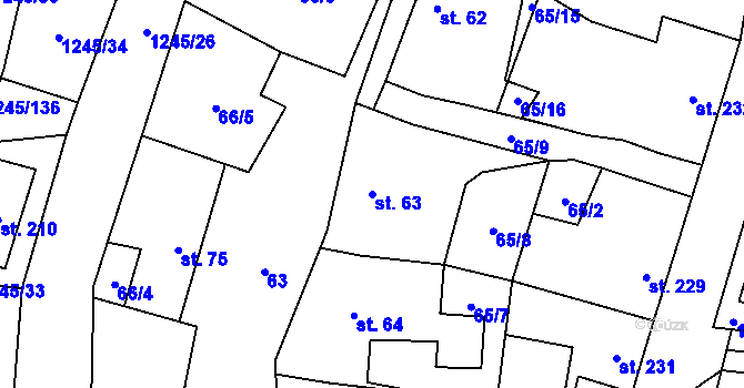 Parcela st. 63 v KÚ Otinoves, Katastrální mapa