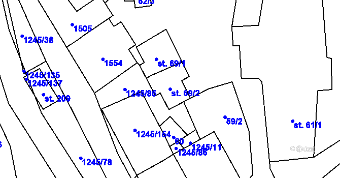 Parcela st. 69/2 v KÚ Otinoves, Katastrální mapa