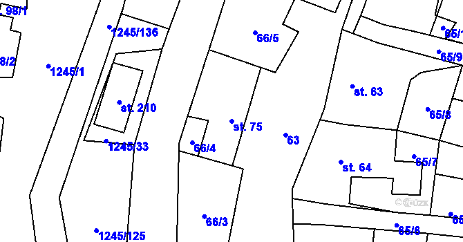 Parcela st. 75 v KÚ Otinoves, Katastrální mapa