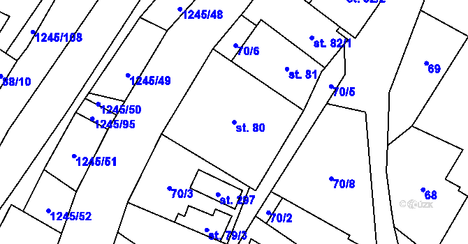 Parcela st. 80 v KÚ Otinoves, Katastrální mapa