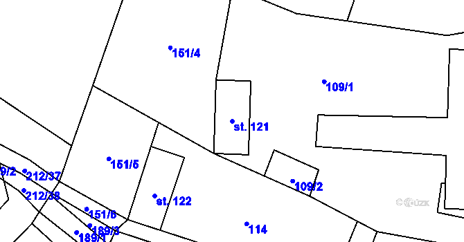 Parcela st. 121 v KÚ Otinoves, Katastrální mapa
