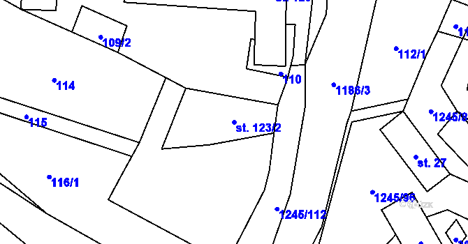 Parcela st. 123/2 v KÚ Otinoves, Katastrální mapa