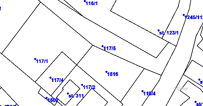 Parcela st. 124 v KÚ Otinoves, Katastrální mapa