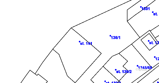 Parcela st. 141 v KÚ Otinoves, Katastrální mapa