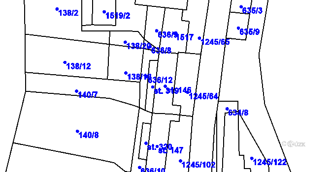 Parcela st. 146 v KÚ Otinoves, Katastrální mapa