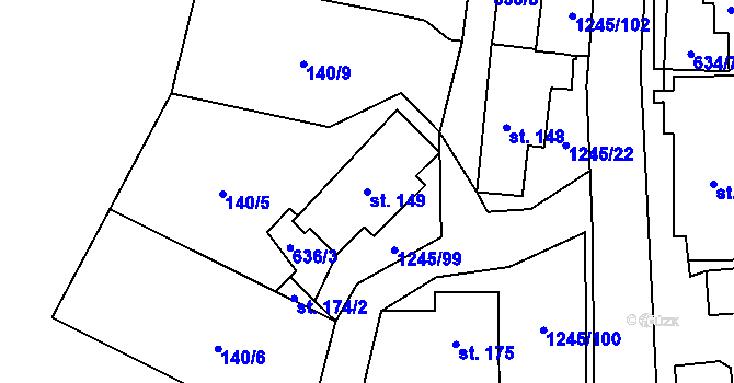 Parcela st. 149 v KÚ Otinoves, Katastrální mapa