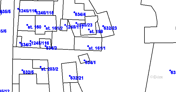 Parcela st. 161/1 v KÚ Otinoves, Katastrální mapa