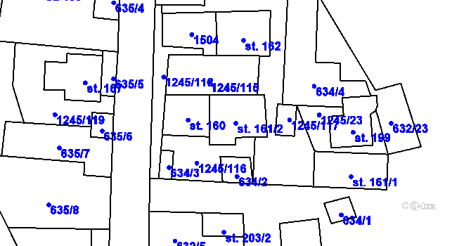 Parcela st. 161/2 v KÚ Otinoves, Katastrální mapa