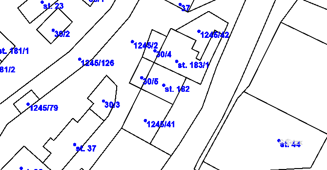 Parcela st. 182 v KÚ Otinoves, Katastrální mapa