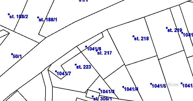 Parcela st. 217 v KÚ Otinoves, Katastrální mapa