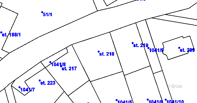 Parcela st. 218 v KÚ Otinoves, Katastrální mapa