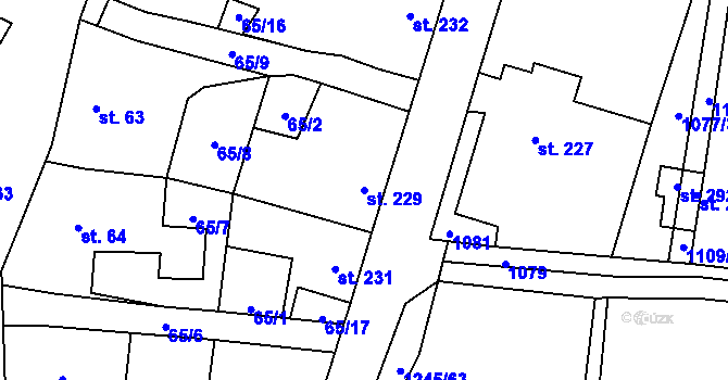Parcela st. 229 v KÚ Otinoves, Katastrální mapa