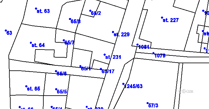 Parcela st. 231 v KÚ Otinoves, Katastrální mapa
