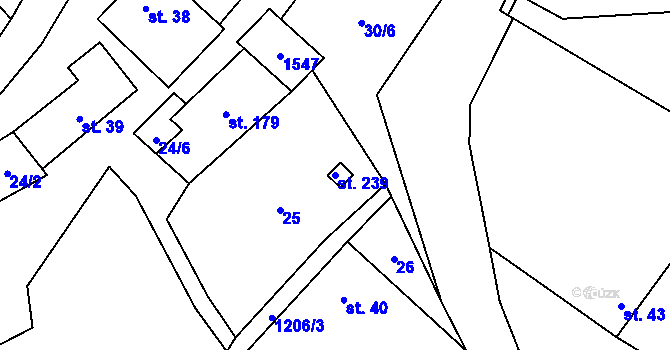Parcela st. 239 v KÚ Otinoves, Katastrální mapa