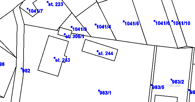 Parcela st. 244 v KÚ Otinoves, Katastrální mapa