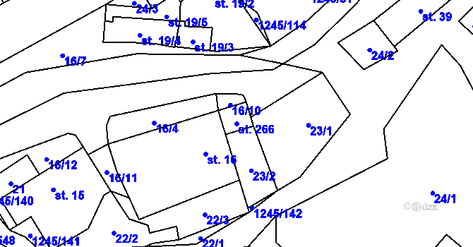 Parcela st. 266 v KÚ Otinoves, Katastrální mapa