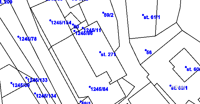 Parcela st. 271 v KÚ Otinoves, Katastrální mapa