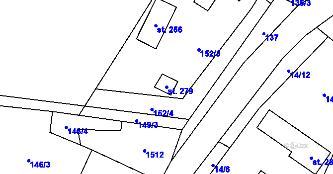Parcela st. 279 v KÚ Otinoves, Katastrální mapa