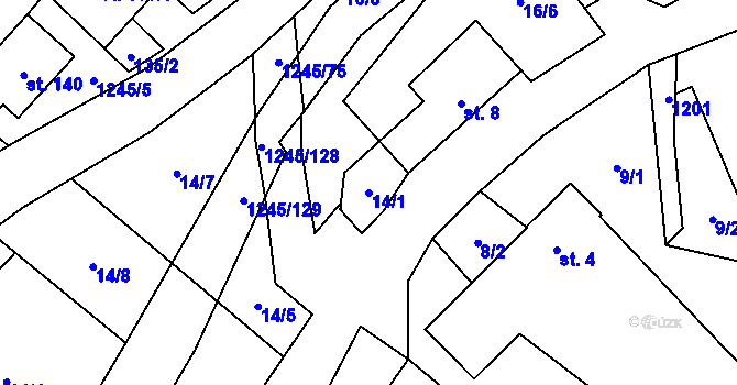 Parcela st. 14/1 v KÚ Otinoves, Katastrální mapa