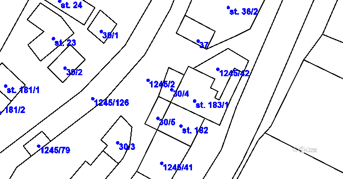 Parcela st. 30/4 v KÚ Otinoves, Katastrální mapa