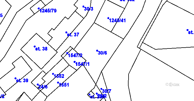 Parcela st. 30/6 v KÚ Otinoves, Katastrální mapa