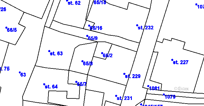 Parcela st. 65/2 v KÚ Otinoves, Katastrální mapa