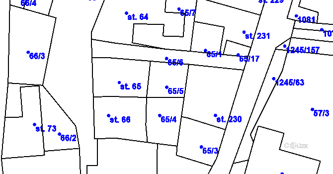 Parcela st. 65/5 v KÚ Otinoves, Katastrální mapa