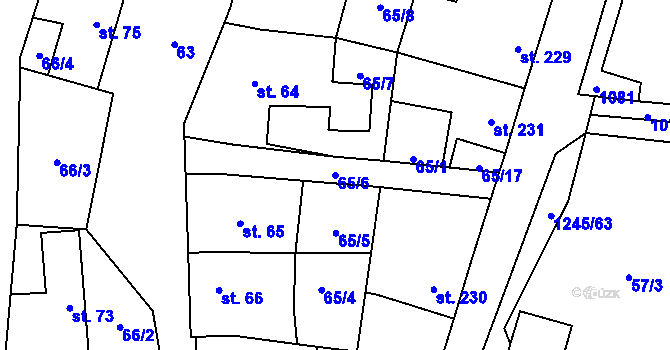 Parcela st. 65/6 v KÚ Otinoves, Katastrální mapa