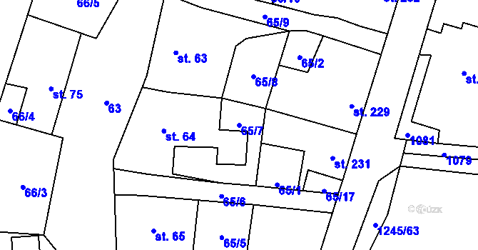 Parcela st. 65/7 v KÚ Otinoves, Katastrální mapa