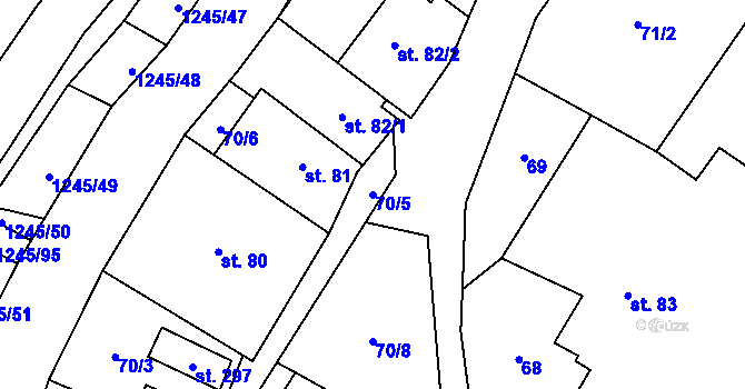 Parcela st. 70/5 v KÚ Otinoves, Katastrální mapa