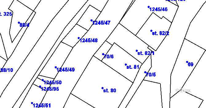 Parcela st. 70/6 v KÚ Otinoves, Katastrální mapa