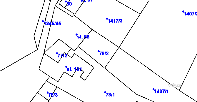 Parcela st. 79/2 v KÚ Otinoves, Katastrální mapa