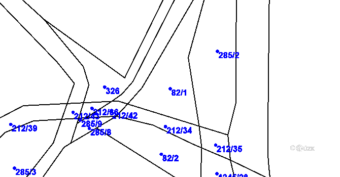 Parcela st. 82/1 v KÚ Otinoves, Katastrální mapa
