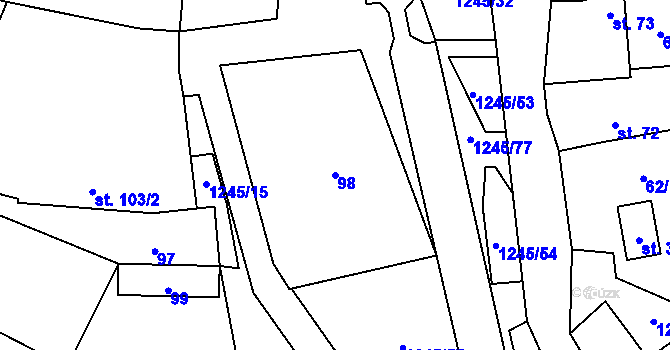 Parcela st. 98 v KÚ Otinoves, Katastrální mapa