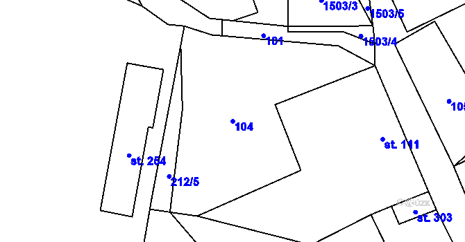 Parcela st. 104 v KÚ Otinoves, Katastrální mapa