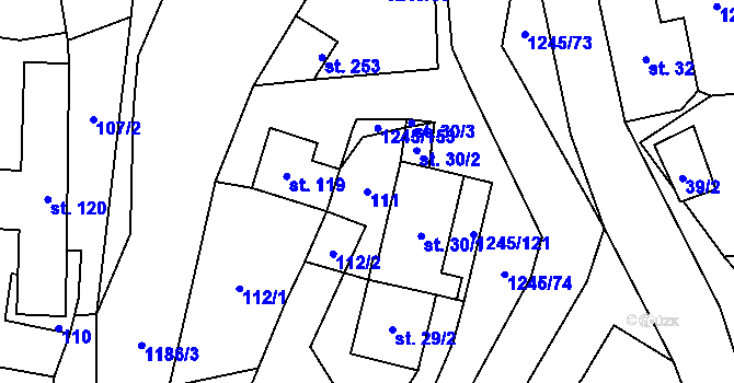 Parcela st. 111 v KÚ Otinoves, Katastrální mapa